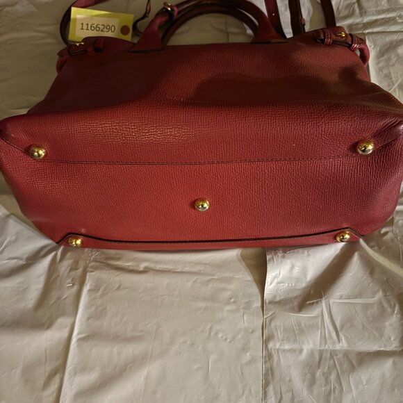 BURBERRY SM BANNER CRIMSON LEATHER CHECK CANVAS SHOULDER Medium TOTE BAG - Picture 2 of 16